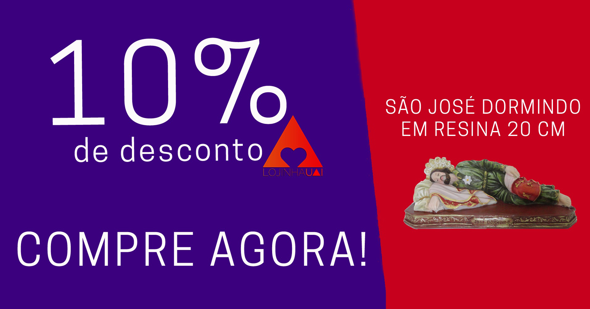 Clique nesse banner para ser direcionado para a página com desconto na Imagem de 20cm de São José Dormindo