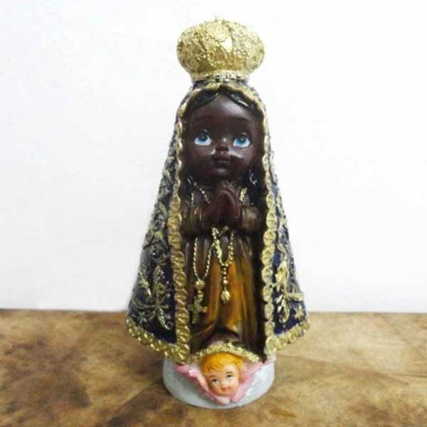 Imagem Infantil de Nossa Senhora Aparecida feita em resina e pintada a mão