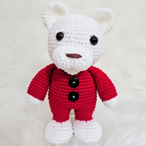 Amigurumi Urso Papai Noel de Crochê - 22 cm