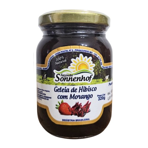 Geleia Extra de Morango com Hibisco - 320g - Fazenda Sonnenhof