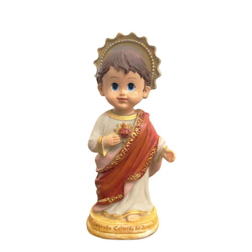 Imagem Infantil do Sagrado Coração de Jesus em Resina - 15 cm