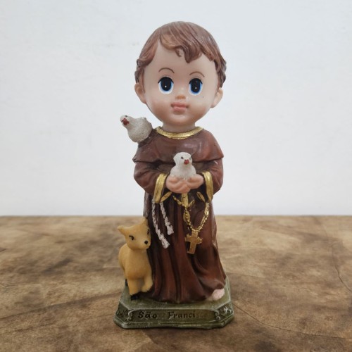 Imagem Infantil de São Francisco de Assis em Resina - 15 cm