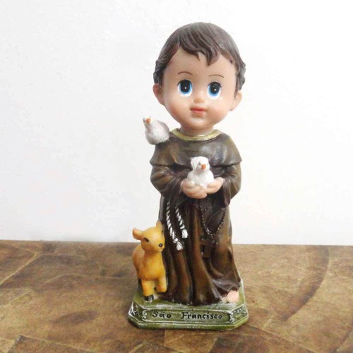 Imagem Infantil de São Francisco de Assis em Resina - 15 cm