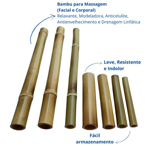 Kit Bambu para Massagem Modeladora Corporal e Facial com 7 peças